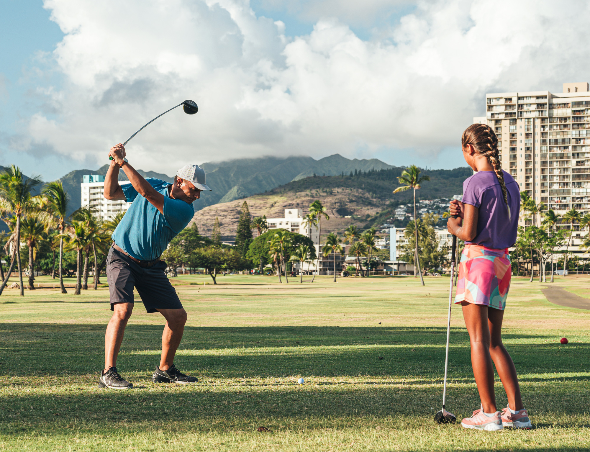 People playing golf