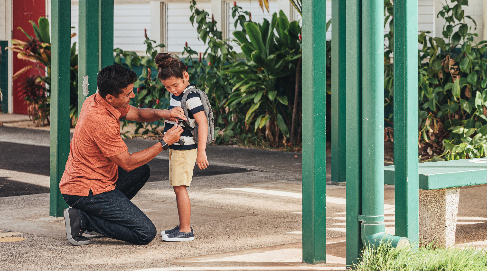 Father and son at school