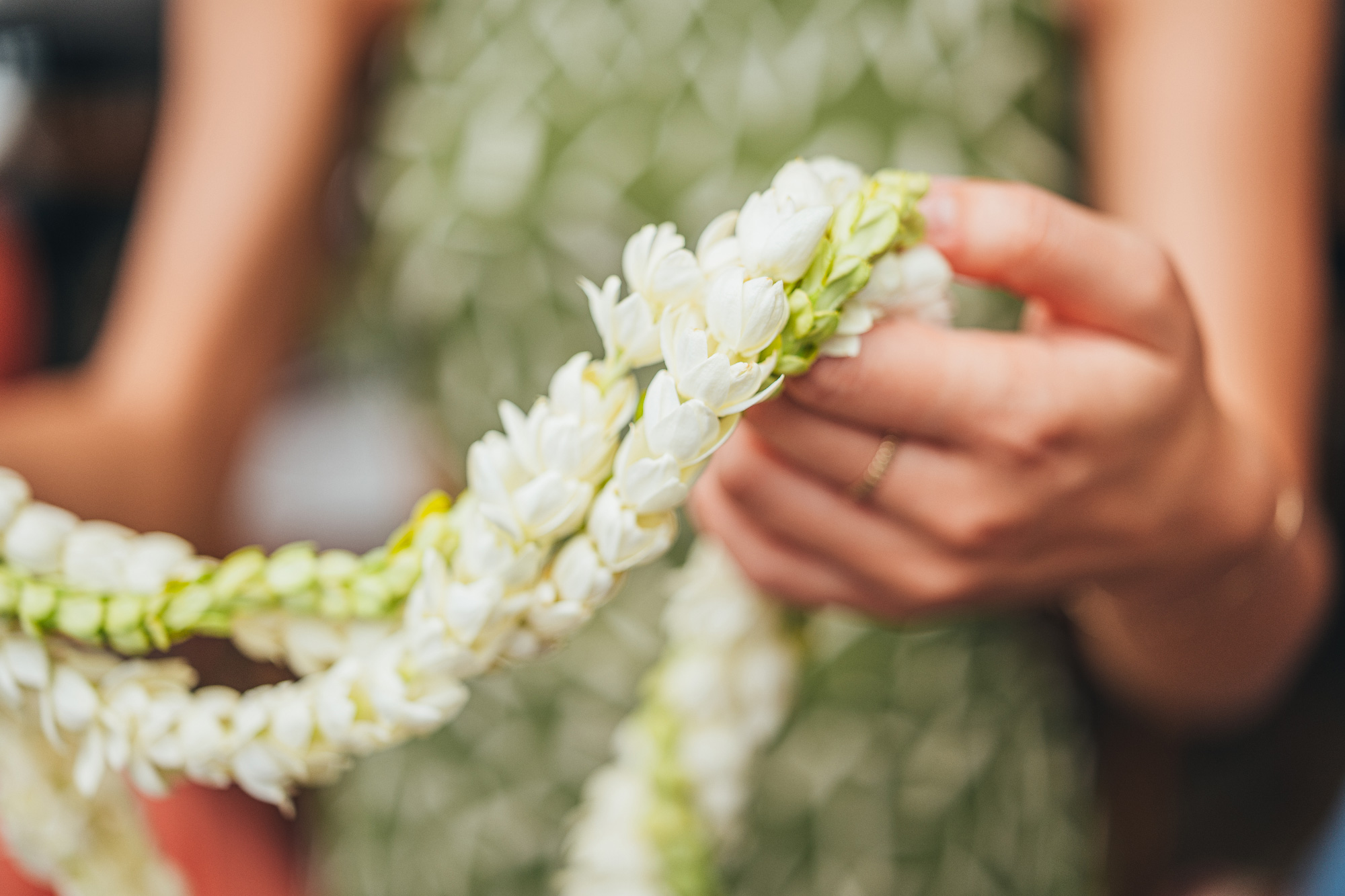 Woman holding lei